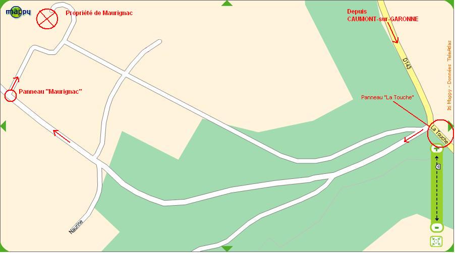 Plan de la route vers Maurignac